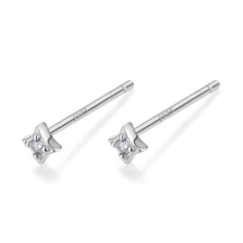925 Silver Earrings, Gold, 18K Coating, Ultra Small, Rhombic, CZ Diamond, Mini, Small, Simple, Hypoallergenic, Sterling Silver