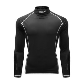 UNGOCAX Hockey Shirt with Neck Guard for Adult and Youths,Long Sleeves Compression Shirt with Integrated Neck Guard Black