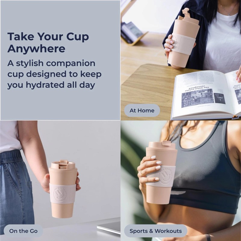 SassyCups Reusable Coffee Cup - Pink, 16 oz