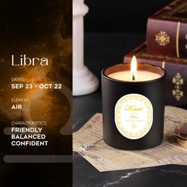 KONNI Libra Zodiac Candle for Women, Scented Soy Wax Candle for Relaxation, Astrology Candles for Aromatherapy, September-October Birthday Gift, Pine and Cypress Fragrance