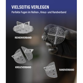 Karl Dahm Plate Joint Crosses 3 mm, Transparent, Pack of 100, Tile Spacers with Plates, Ideal for Ceramic Panels & Natural Stone, Tile Joint Crosses 3 mm, Laying Aid & Tile Accessories - 12620