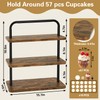 IBUYKE Cupcake Stand,Wood 3 Tier Cupcake Tower,Cupcake Stand for 50