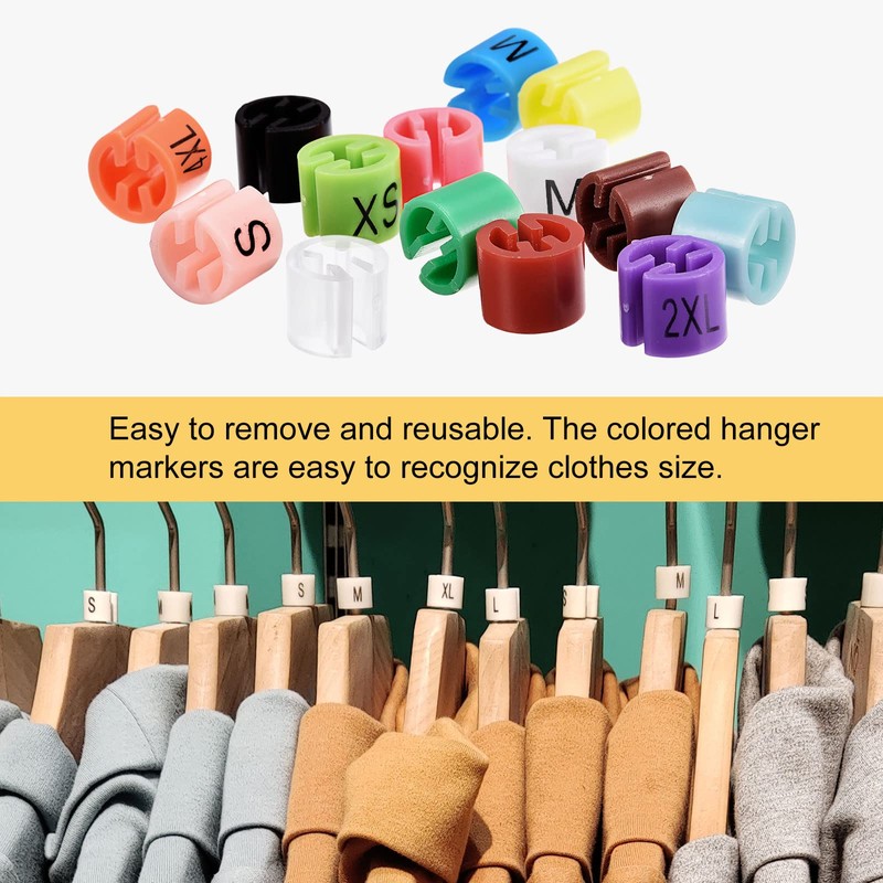 PATIKIL 100pcs Hanger Markers S/M/L/XL Fits Hanger Rod for Garment