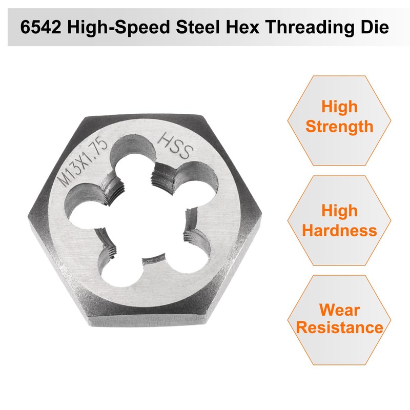 sourcing map Hex Threading Die M13 x 1.75 Metric Thread