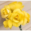 6 Yellow Full Open Bud Wooden Roses for Crafts Custom