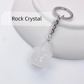 RECKSI Pumpkin Skeleton Crystal Stone Keychain, Natural Crystal Gemstone Keychain for Women, Car Keys, Purse and Bag Charms, Protective Key Chain Accessories, Rock Quartz