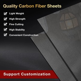 ARRIS 300x300x 1.0mm Carbon Fiber Sheet 12x12 inch, 1mm Thickness 100% 3K Carbon Sheet Fiber Laminate Plate Twill Weave Matte Surface for RC Airplane DIY Aircraft