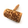 Engraved Mini Rolling Pin with Pattern for Embossed Cookies (FOLK