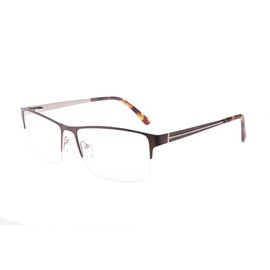 XPL VALIANT Eyewear V-3124 Half-Rim Eyeglasses, Brown Metal Frame, 60-17-150