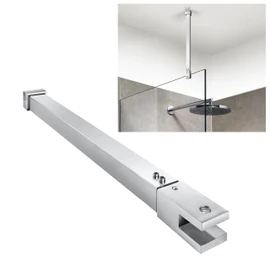 Shower Door Rod, 18 1/5"(462mm)-31 7/10"(805mm) Length Stainless Steel Ceiling-to-Glass Support Bar, for 5/16"(8mm) to 3/8"(10mm) Thick Frameless Glass Door, Chrome Bracket