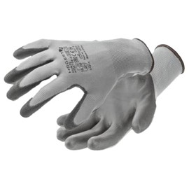 Högert Technik HUNTE Polyurethane Coated Gloves, C.Grey/Black, Size 9, 12 Pairs/Pack, Abrasion Resistant and Flexible, Ideal for Precise Work