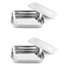 QWORK Stainless Steel Instrument Storage Trays, 2 Pack with Lid,