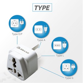 LESAAD Travel Adapter, Pack of 4 with Universal Universal 2/3pin Input, for International use (EU/CN/JP/UK/US to AU)