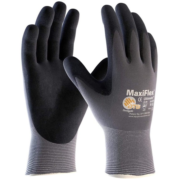 ATG 34-874/M MaxiFlex Ultimate - Nylon, Micro-Foam Nitrile Grip Gloves - Black/Gray 12 Pair Per Pack