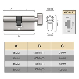 Bwintech 70 mm (35T/35) Nickel-Zinc Alloy Euro Cylinder Lock, Door Drum Lock, Key Key with 8 Horizontal Dimple Keys