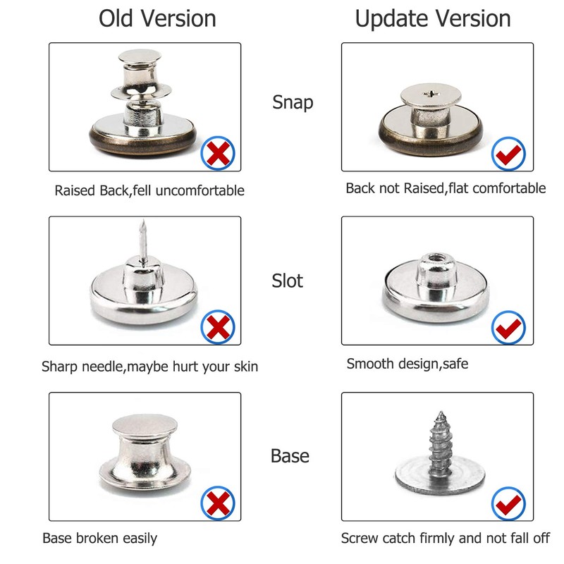 Arokimi Jeans Buttons Replacement, Instant No Sew Buttons for Pants