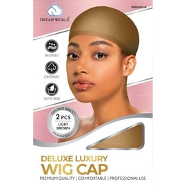 DREAM Deluxe Wig Cap Light Brown 2 pieces (Model: 097 Light Brown), Spandex cap