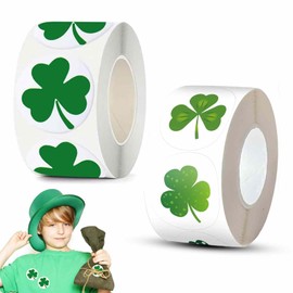 St. Patrick's Day Decorations – 2 Rolls/500 pcs Lucky Clover Stickers, Festive Irish Theme Designs for Men & Women