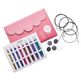 KnitPro Interchangeable Circular Needle Tips Deluxe Set, Zing, 3.50-8.00 mm