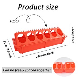 Shoyisenka 10 Pcs Flip Top Chick Feeder, 12 Hole Small Poultry Feeding Tray & Drinking Dispenser for Chicken, Ducks, Pigeons, Quail, Ducklings - Plastic Bird Feeder for Birds