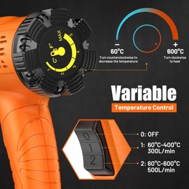 SEEKONE SEEKONE Hei?luftpistole Kit, Variable Temperaturregelung 60- 600 Heissluftgebl?se mit 7 Zubeh?r, Keramik-Heizkern, Elektrische Hei?luftf?n Schnelle Erw?rmung zum Entlacken, L?ten und Schrumpfen