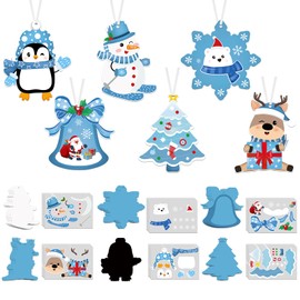 Christmas Crafts for Kids Decoration 24Pack, Make Your Own Ornament Kit, Christmas Ornament Craft Stickers Kits to Make, Christmas Arts Holiday Crafts Snowman Snowflake Bell Santa Claus Christmas Tree