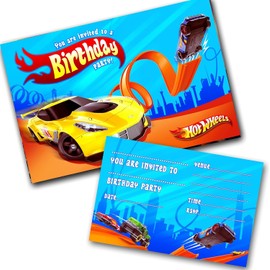 Hot Car Wheels Party Invites Birthday Invitations & Envelopes (WRITE ON) (20 with envelopes)