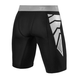 TCA Boys' CarbonForce Pro Compression Base Layer Shorts Thermal Under Gear - Black Stealth/Grey, 12-14 Years
