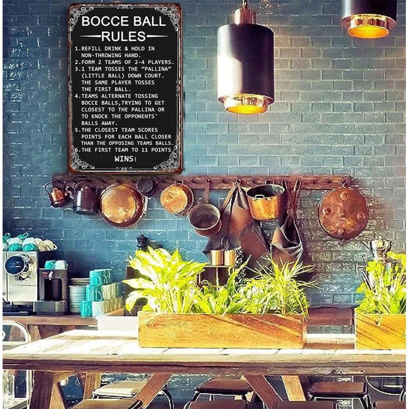Bocce Ball Rules Funny Tin Sign Metal Signs Scoring Rules