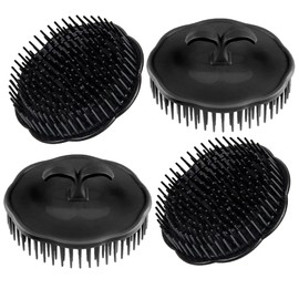NOELAMOUR Shampoo Brush, Scalp Brush, Hair Wash, Scalp Care, Brush, Barber Shop, Beauty Salon, Barber, Set of 4 (Black)