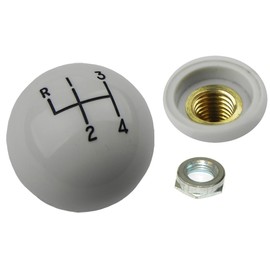 Inline Tube White Hurst Gear Shift knob. Coarse Thread with Black Letters. Includes Lock nut.