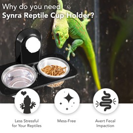 Synra Crested Gecko Dual Feeding Ledge, Space Saving, Maximizes Floor Area, Feed Betta Fish Bloodworm, Window Bird Feeder, 20 Reusable Transparent Food and Water Cups