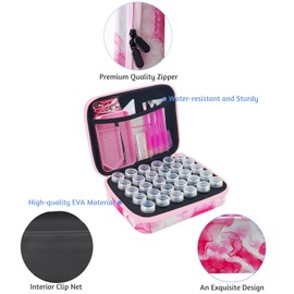 LIRUNQIU Diamond Painting Storage Containers, 30 Slots Diamond Painting Accessories and Tools for Diamond Art Organizer Case(Pink)