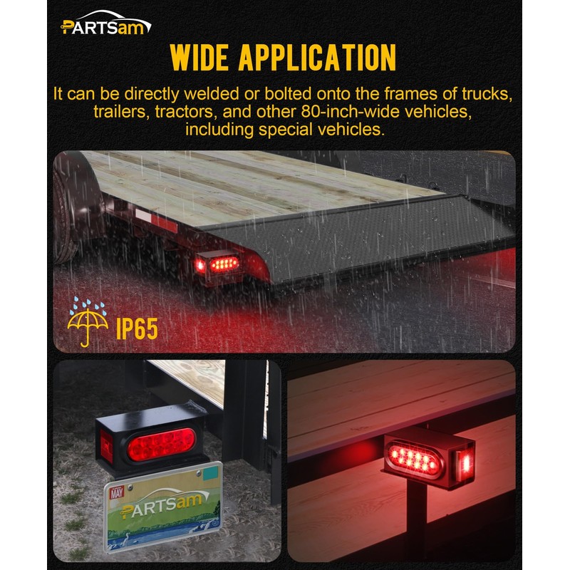 Partsam LED Steel Trailer Light Box Housing Kit w/ 6in