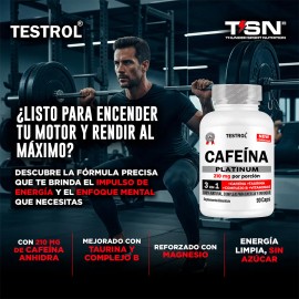 Cafeína 210 Mg | Testrol Platinum | 90 Cápsulas Sin Sabor