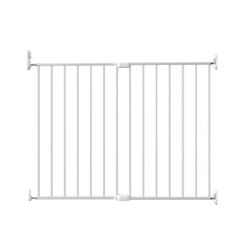 Adjustable Pet Safety Swing Gate, Hardware-Mounted Metal Gate for Stairs and Doorways, Secure Latch for Pets (White, 24"-40.5" W x 28.75" H)