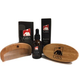 G.B.S Men's Beard Oil, Oval Wood Handle Boar Bristle Brush, Beard Comb, Wooden beard comb, Beard Oil for Men- Professional beard brush for super-stylish beard