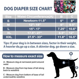 Tuiskusa Reusable Washable Dog Diapers Female, Highly Absorbent Doggie Diapers, Size Adjustable Puppy Diapers for Dog Period Panties(5 Pack)