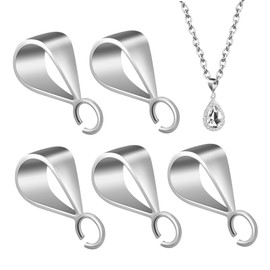 SEWACC 5pcs Pendant Bails Clasp Connectors for Necklace Making Sterling Silver Minimalist Design for DIY Jewelry Crafting and Accessories