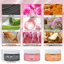 Spa Face Mask Set, Rose Face Mask, Dead Sea Mask, Turmeric Clay Mask, Deep Cleansing Oil Control Face Mask, Clay Mask Kit for Reducing Blackheads Acne
