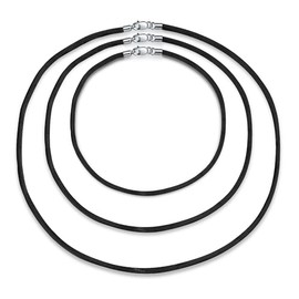 Bling Jewelry Set of Three Soft Thin Satin Black Silk Cord Strand Necklace for Pendant Layering Women Men Teen .925 Sterling Silver Lobster Claw Clasp14 18 24 Inch
