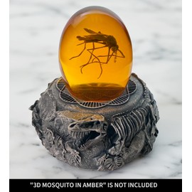 VEOJEIN Jurassic Base Decor | Themed Paperweight | Resin Stand for Dinosaur Collectibles | Detailed Skeletons, DNA Motif & More | Mosquito in Amber | Fossil Figurines Replica