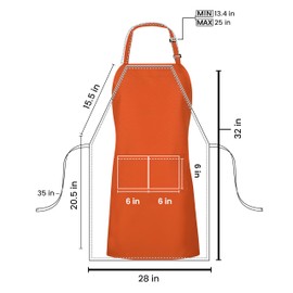 Utopia Kitchen 10 Pack Bib Apron, Unisex Adjustable Aprons with 2 Pockets, Waterdrop Resistant Cooking Kitchen Chef Apron for Men Women, Orange
