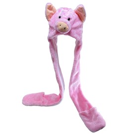 JK Home Kids Teens Hat Gloves Scarf Set Cartoon Fleece 3 in 1 Party Animal Hats Scarf Mitten Gloves with Pockets Warm Plush Hoodie Earflap Beanie
