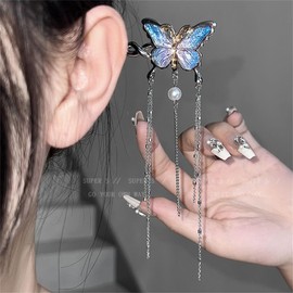 2 Pcs Metal Hairpin Hair Chopsticks Flower Hair Stick Butterfly Handmade Classic Hair Pins for Women Girls 062#03