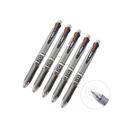 5pcs/lot Multicolor 5 in 1 Ballpoint Pen with Clip 0.7mm 4 Assoted Colors Ball Pen Refill and 0.5mm Mechanical Pencil Lead Set Retractable Ball point Pens for Smooth Writing Marking
