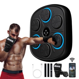 BIRDDIE Music Boxing Machine with Gloves, Wall Mounted Smart Bluetooth Music Boxer for Adults, Home Workout and Gym (with a Pair of Adult Gloves)