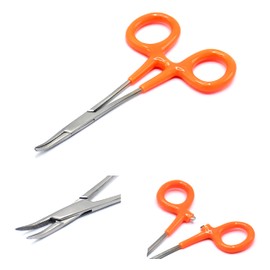 OdontoMed2011 Orange PVC Insulated Grip Handle Stainless Mosquito Hemostat Locking Forceps Curved 5" Serrated Clamp Fishing Tools ODM
