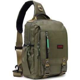 Nicgid Sling Bags Chest Shoulder Backpacks, 13.3 Inch 14.1 Inch Laptop Backpack Crossbody Messenger Bag Travel Outdoor Men Women, Army Green-Nylon