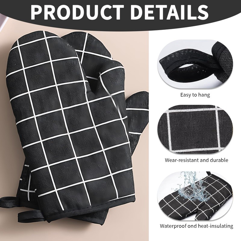 1 Pair Oven Gloves, Heat Resistant Oven Mitts Pair, Pot